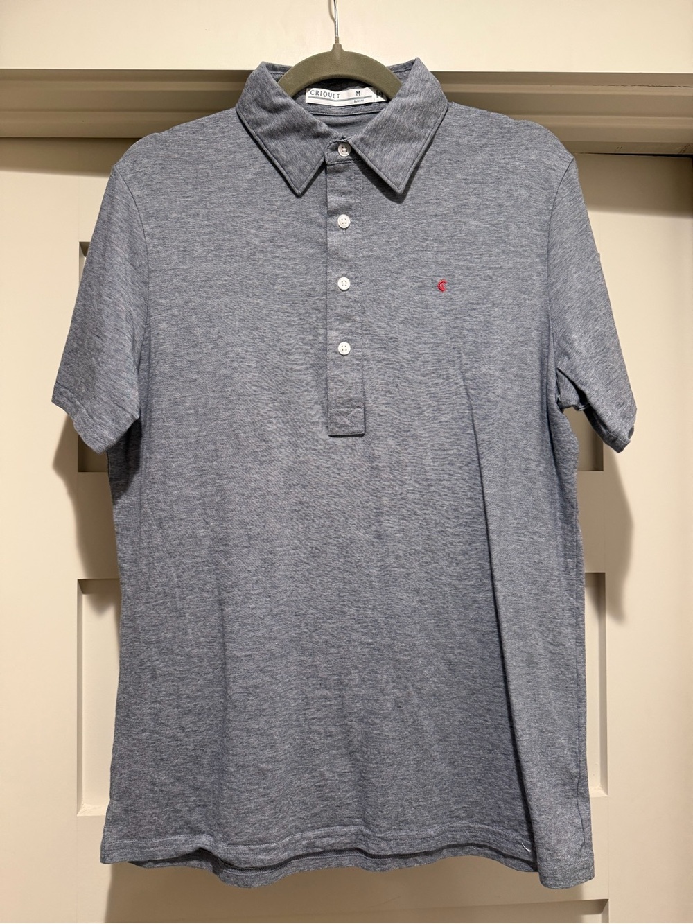 Criquet Men’s Polo Shirt M Slim Fit Heather Blue Gray Short Sleeve Golf